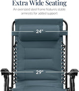 Best Choice Products Oversized Padded Zero Gravity Chair, Folding Outdoor Patio Recliner - Photo 3