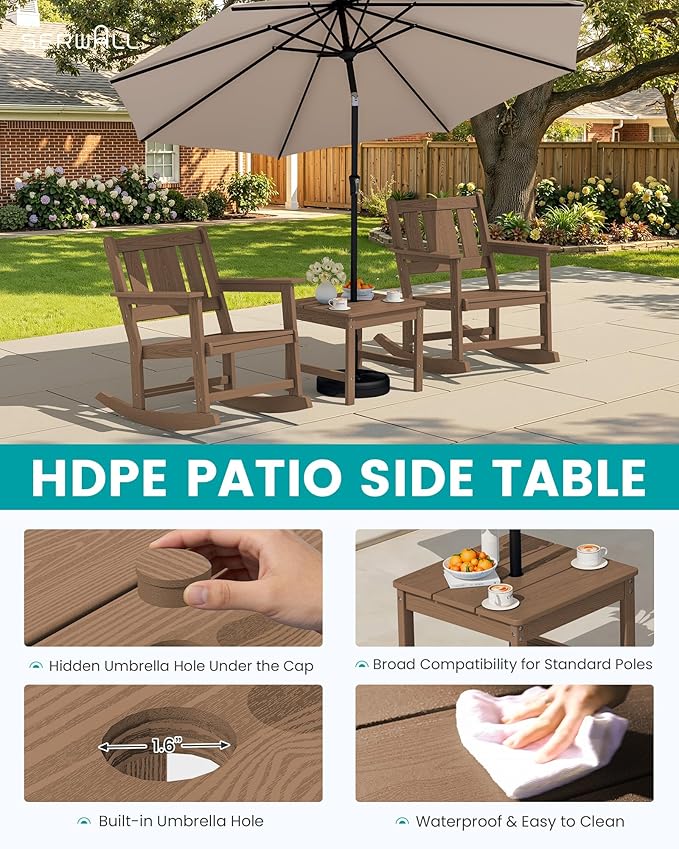 SERWALL Outdoor Rocking Chairs Set of 4 with 2 Side Tables - Photo 7