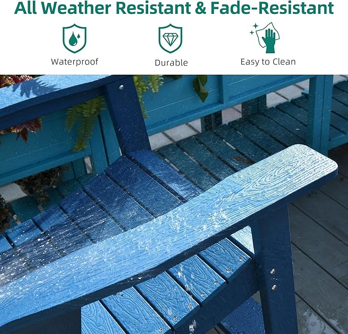 YITAHOME Tall Adirondack Chair, Poly Bar Height Balcony Seating, HIPS High Back Outdoor Chairs, Bar Stools Lifeguard Chair for Balcony Deck Pool Patio, Navy Blue