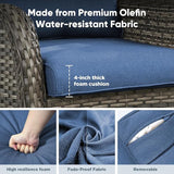 Belord 6 Piece Wicker Patio Furniture Set, Outdoor Swivel Rocker Chairs Set of 2 with Ottomans and Loveseat - Photo 6