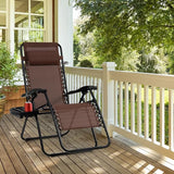 Tangkula Set of 2 Zero Gravity Chair, Folding Patio Lounge Chair Adjustable Outdoor Recliner with Cup Holder - Photo 7