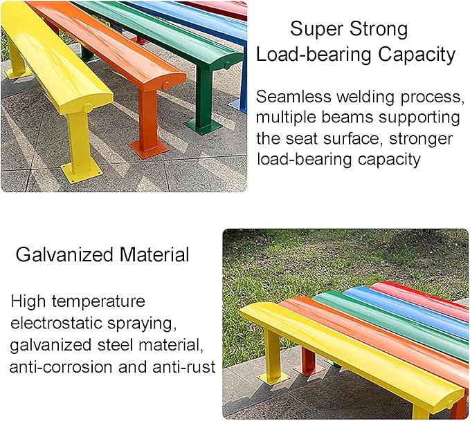 FQWYNMZ Outdoor Metal Garden Bench, 2-3 Person All-Weather Garden Bench, Weatherproof Backless Park Benches, for Garden, Porch, Backyard, Park, Lawn, Entryway(Green,120CM/47in)