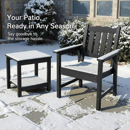 Stoog All-Weather Outdoor Chairs, Patio Dining Chair with Curved Backrest, 400 lbs Support Patio Chair, Black