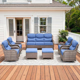Luxury High Back Patio Furniture Set with 6-Inch Thick Cushions, 7-Pieces Outdoor Furniture with Swivel Chairs - Photo 1