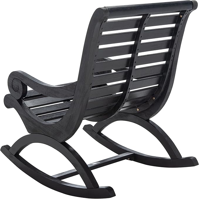 SAFAVIEH Outdoor Collection Sonora Black Slatted Rocking Chair