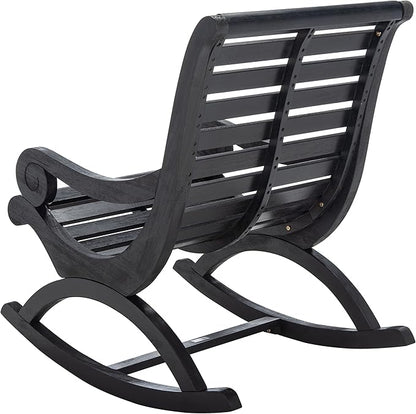 SAFAVIEH Outdoor Collection Sonora Black Slatted Rocking Chair