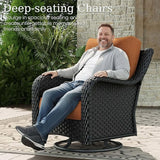 5 Piece Patio Furniture Set, All-Weather Wicker Outdoor Conversation Set with Swivel Rocking Chair and 6 Inch Thick - Photo 3