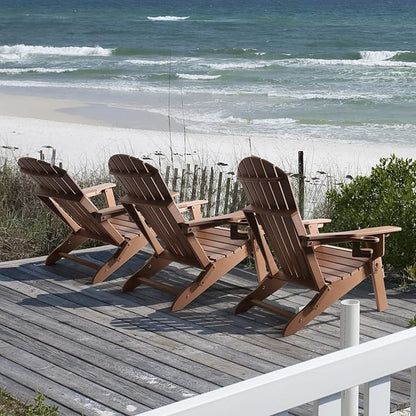 FUNBERRY Adjustable Folding Adirondack Chairs Set of 2, HDPE All Weather Fire Pit Chairs with Cup Holder