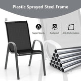 COSTWAY Patio Dining Chairs Set of 4, Stackable Outdoor Chairs with Armrest and High Back - Photo 5