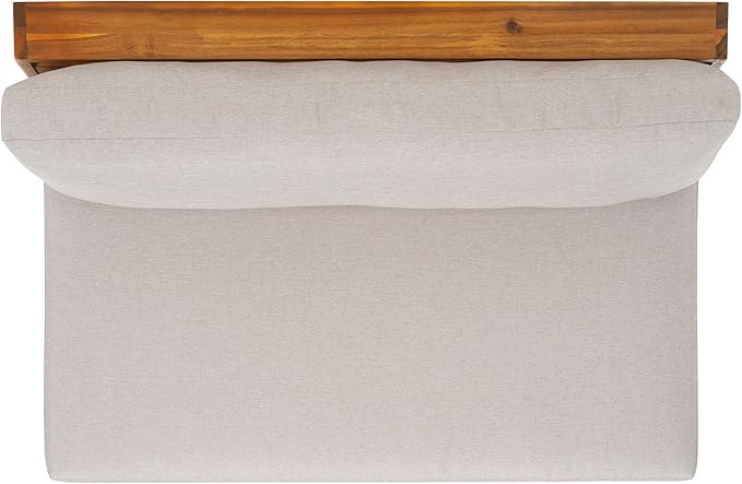 SAFAVIEH Outdoor Patio Furniture Collection Lynn Natural & Light Grey Solid Wood Sofa (PAT7329B) - Photo 6
