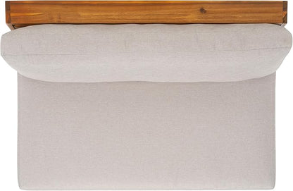 SAFAVIEH Outdoor Patio Furniture Collection Lynn Natural & Light Grey Solid Wood Sofa (PAT7329B)