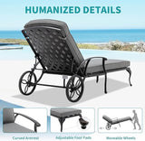 HOMEFUN Chaise Lounge Chair Outdoor - Poolside Chairs Set of 2 with Cushion and 1 Patio Side Table Cast Aluminum - Photo 5