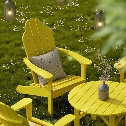 Wildridge Classic 33" Occasional Table, Lemon Yellow - Outdoor Weather Resistant Recycled Plastic Furniture for Patio