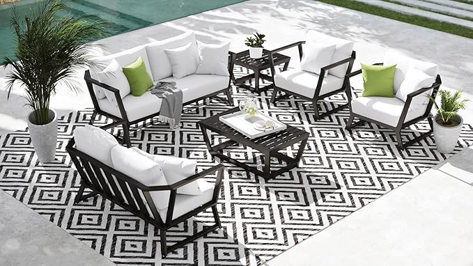 Modern Outdoor Patio Nadie Stainless Steel Coffee Table - Black