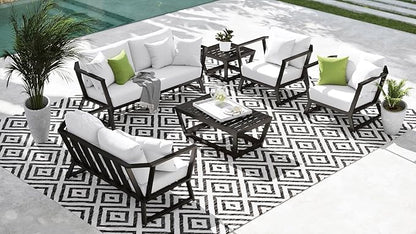 Modern Outdoor Patio Nadie Stainless Steel Coffee Table - Black