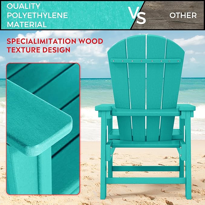Costaelm Kids Lawn Chair, Toddler Outdoor Chair Kids Patio Furniture and Outdoor Children Picnic Activity Modern Adirondack Chairs for Garden, Patio, Backyard & Beach, Turquoise