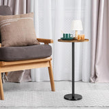 OYEAL Drink Side Table Small Round Cocktail Table for Patio Outdoor Pedestal Side Table Coffee Table with Black Marble - Photo 5
