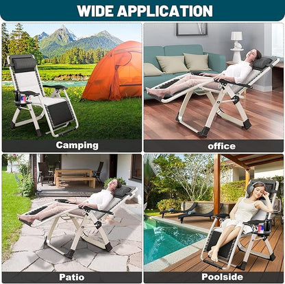 MOPHOTO Zero Gravity Chair, Outdoor Padded Lounge Chair with Side Table, Zero Gravity Recliner Chair, Outdoor Reclining Chair, Sturdy & Comfortable, Supports up to 440lbs