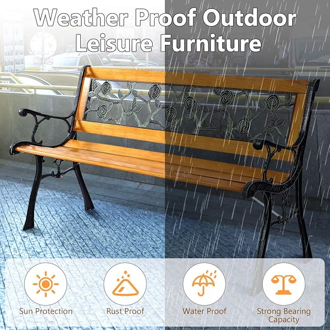 Giantex 50'' Patio Park Garden Bench - Photo 4