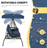 HOMREST 3 Seat Outdoor Porch Swing with 1.5" Deepened Cup Holder, Adjustable Canopy, Patio Swing Bed with Stand - Photo 2