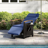 HAPPYGRILL Outdoor Rattan Wicker Chaise Lounge Recliner Chair with Adjustable Backrest & Footrest - Photo 2