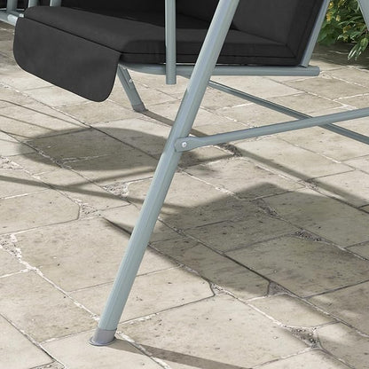 Outsunny 2 Person Porch Swing with Stand, Outdoor Swing with Canopy, Pivot Storage Table, 2 Cup Holders, Cushions for Patio, Backyard, Black