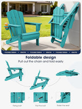 KINGYES Folding Adirondack Chair Set of 4, HDPE All-Weather Patio Chairs with Cup Holder - Photo 4