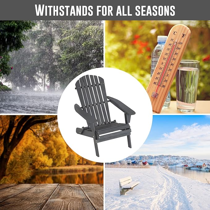 FDW Folding Adirondack Chairs Set of 2, All Weather Patio Chairs Outdoor Fire Pit Chairs for Patio Lawn Garden Backyard Deck Pool Beach