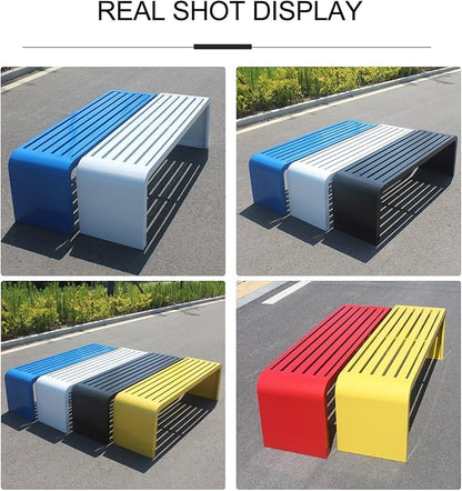 Outdoor Patio Garden Bench, Metal Garden Benches, All-Weather Outdoor Park Bench, for Garden, Balcony, Dining, Porch, Park, Outside, Load Capacity 880lbs(Blue,120cm/47.2in)