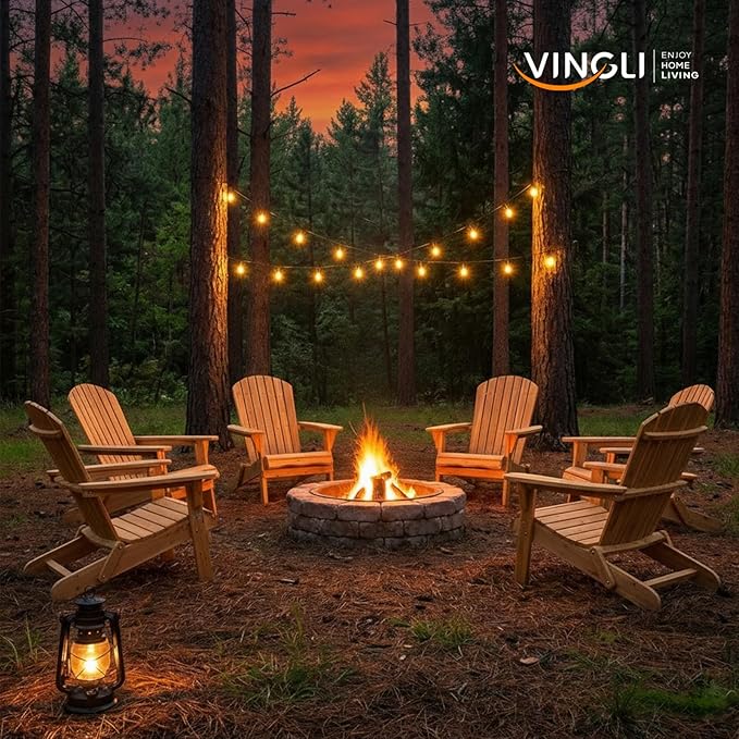 VINGLI Folding Adirondack Chair, Wood Adirondack Chairs for Outdoor, Foldable Fire Pit Chairs for Patio, BBQ, Porch - Photo 8