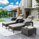 Belord Outdoor Chaise Lounge Patio Recliner - 75 Inch Adjustable Wicker Chaise Lounge with Soft Pillow Removable - Photo 2