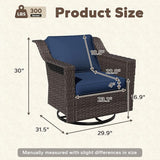 Outdoor Furniture Swivel Chair, Patio Glider Wicker Rocker Seating with Cushions for Porch Deck Balcony (Blue) - Photo 2
