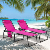 Goplus Folding Beach Lounge Chair w/Pillow for Patio Backyard Park Indoor and Outdoor - Photo 7