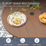 VICLLAX 40.6" Round Metal Outdoor Dining Table for 4, Patio Table with Umbrella Hole and Storage Shelf for Garden, Lawn - Photo 5
