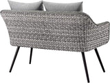 Modway Endeavor Wicker Rattan Aluminum Outdoor Patio Loveseat with Cushions in Gray Gray - Photo 3