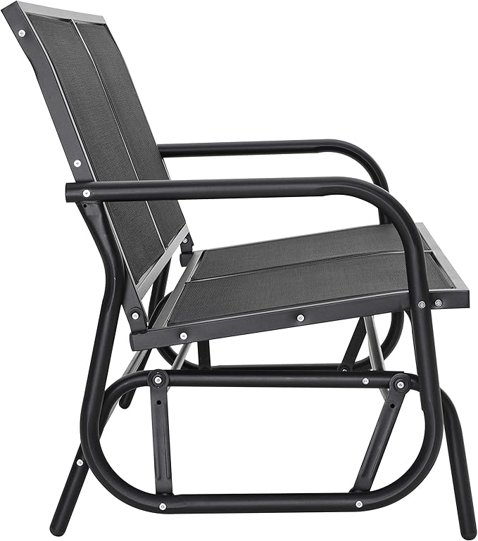 NUU GARDEN 2 Seats Outdoor Glider Bench Patio Glider Swing Chair with Powder Coated Steel Frame and Breathable Seat - Photo 7