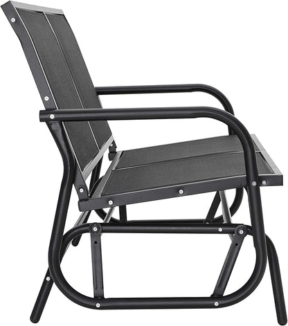 NUU GARDEN 2 Seats Outdoor Glider Bench Patio Glider Swing Chair with Powder Coated Steel Frame and Breathable Seat Fabric Outdoor Loveseat, Black