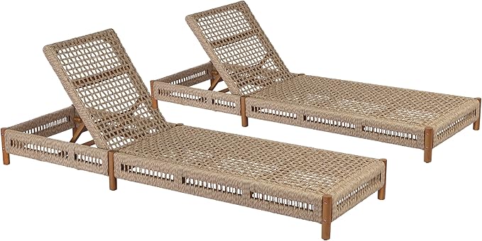 Christopher Knight Home Mercer Acacia Wood Chaise Lounge Chair Outdoor Set of 2 - Photo 4
