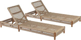 Christopher Knight Home Mercer Acacia Wood Chaise Lounge Chair Outdoor Set of 2 - Photo 4