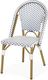 Christopher Knight Home Philomena Outdoor French Bistro Chair (Set of 2), Blue + White + Bamboo Print Finish - Photo 9