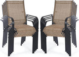 Patio Chairs Set of 8, Outdoor Dining Chairs High Back, All-Weather Padded Textilene Chair for Lawn Porch Garden - Photo 1