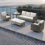 Wicker Outdoor Patio Furniture Set - 5 Piece Patio Conversation Set with 2 Swivel Rocker Chairs - Photo 7