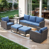 Rilyson Wicker Outdoor Patio Furniture Set - 6 Piece Patio Conversation Set with 2 Swivel Rocker Chairs - Photo 1