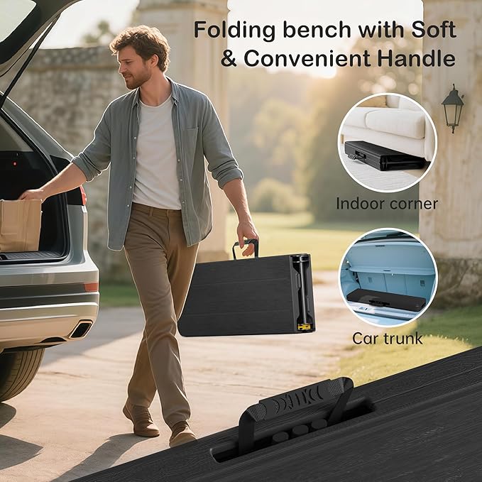 6 Foot Folding Bench, Portable Plastic Folding Bench Seat, Foldable Seat for Indoor Outdoor Picnic Camping Dining, Soccer Garden Multipurpose Entertaining Activities, Black, 2 Pack