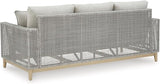 Signature Design by Ashley Seton Creek Cottage Nuvella Weather Resistant Fabric Outdoor Sofa with Cushion and 4 Throw - Photo 8