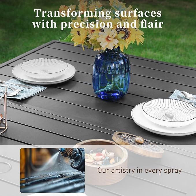83" Patio Table for 8, Large Rectangle Patio Dining Table with Umbrella Hole - Photo 7