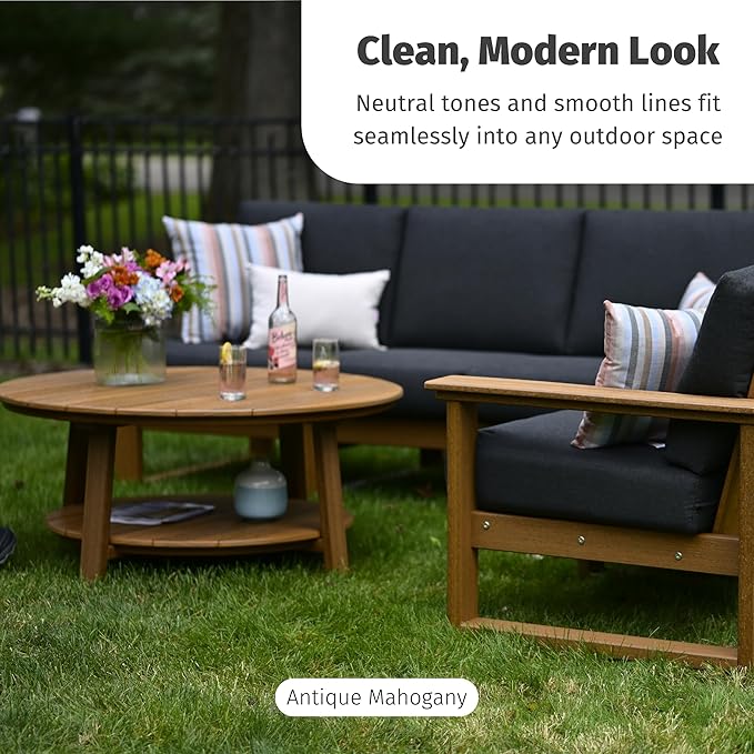 LuxCraft Deluxe Poly Round Outdoor Coffee Table, Two Tier Coffee Table - Photo 8