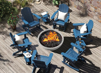 GREENVINES Adirondack-Rocking-Chairs | Set of 4 | HDPE Plastic | Porch Rocker Chair | for Outdoor Patio Deck | Weatherproof | Blue