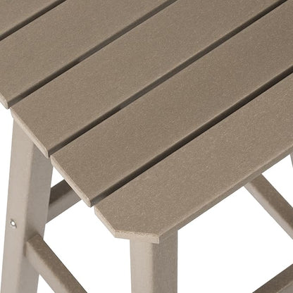 Costaelm 24" Height Outdoor Bar Stools, All-Weather Bar Stools, Adirondack Poly Patio Square Bar Stool for Patio, Deck, Kitchen Counter and Garden, Weathered Wood