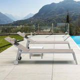 Domi Patio Chaise Lounge Set of 2 with Side Table, Adjustable Full Aluminum Pool Lounge Chairs with Wheels - Photo 1